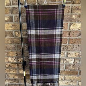 COACH Plum Plaid Tweed Wool Wristlet Scarf